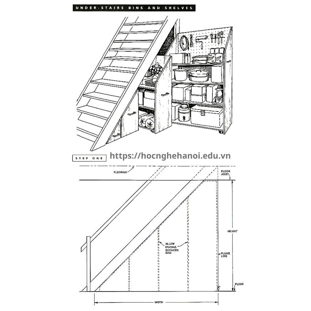 THIẾT KẾ TỦ GẦM CẦU THANG NHÀ ỐNG CHO GIA ĐÌNH